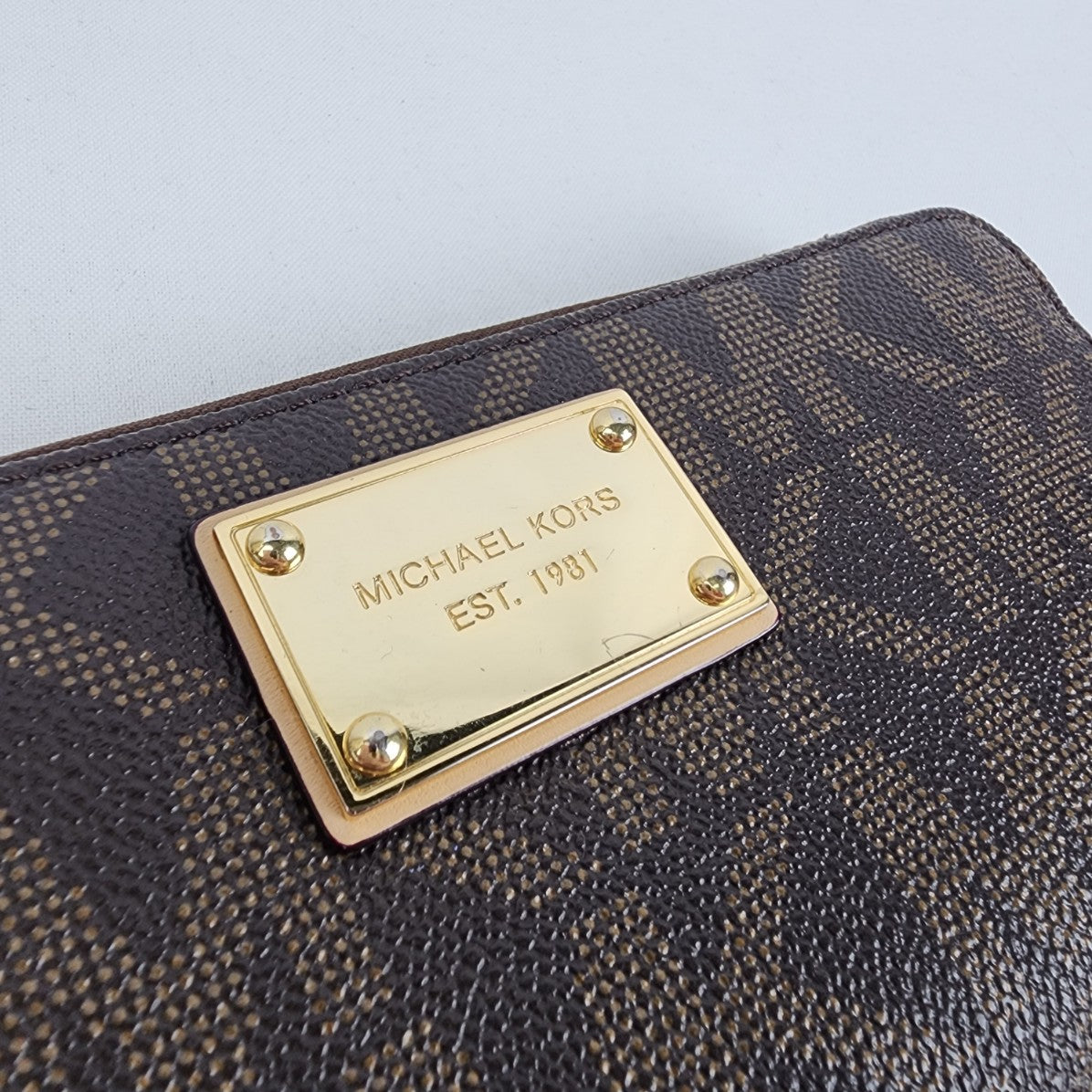 Michael Kors Brown Monogram Zip Around Wallet