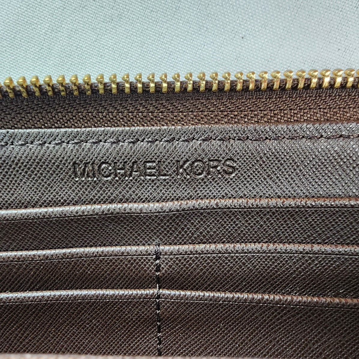 Michael Kors Brown Monogram Zip Around Wallet