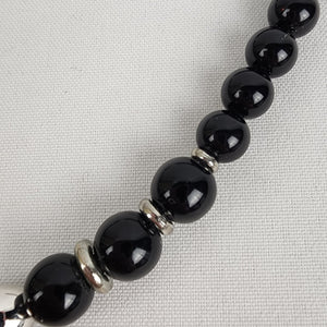 Vintage 80s Black Beaded Statement Necklace