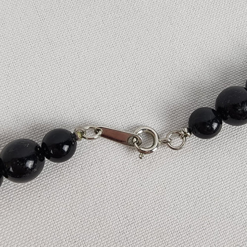 Vintage 80s Black Beaded Statement Necklace
