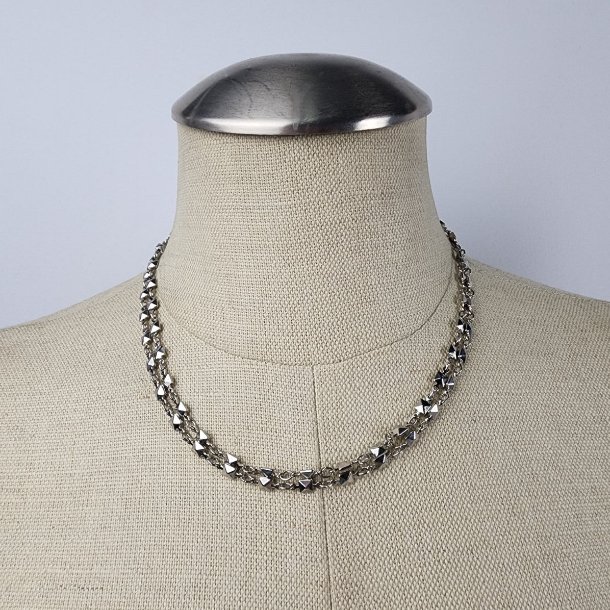 Bizou Silver Tone Layered Chain Necklace