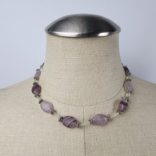 Purple Glass Beaded Necklace