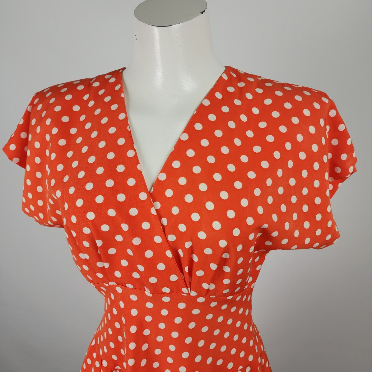 Vintage Paco Rabanne Paris Red Polka Dot Fit & Flare Midi Dress Size XS