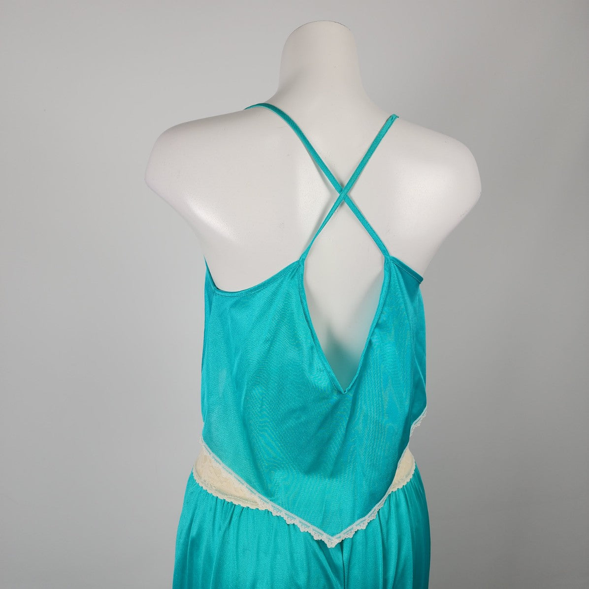 Vintage Cherie Teal Lace Trim Lingerie Top & Pants Set Size M/L