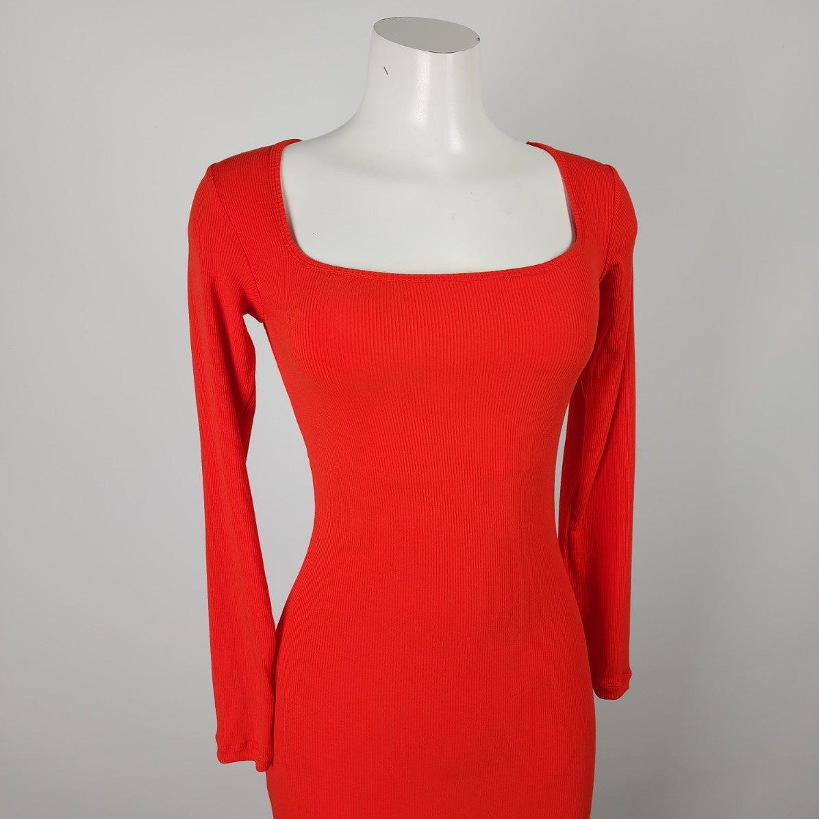 Popilush Red Shapewear Square Neck Long Sleeve Slimming Maxi Dress Size S