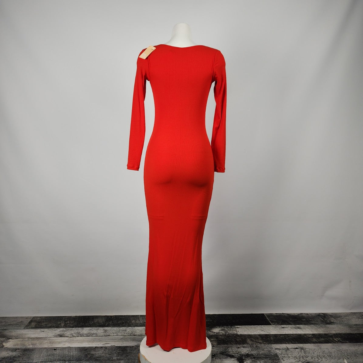 Popilush Red Shapewear Square Neck Long Sleeve Slimming Maxi Dress Size S