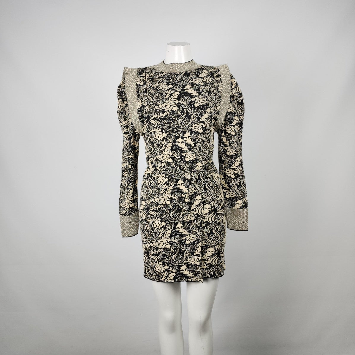 Zara Animal Print Knit Draped Floral Mini Dress Size M