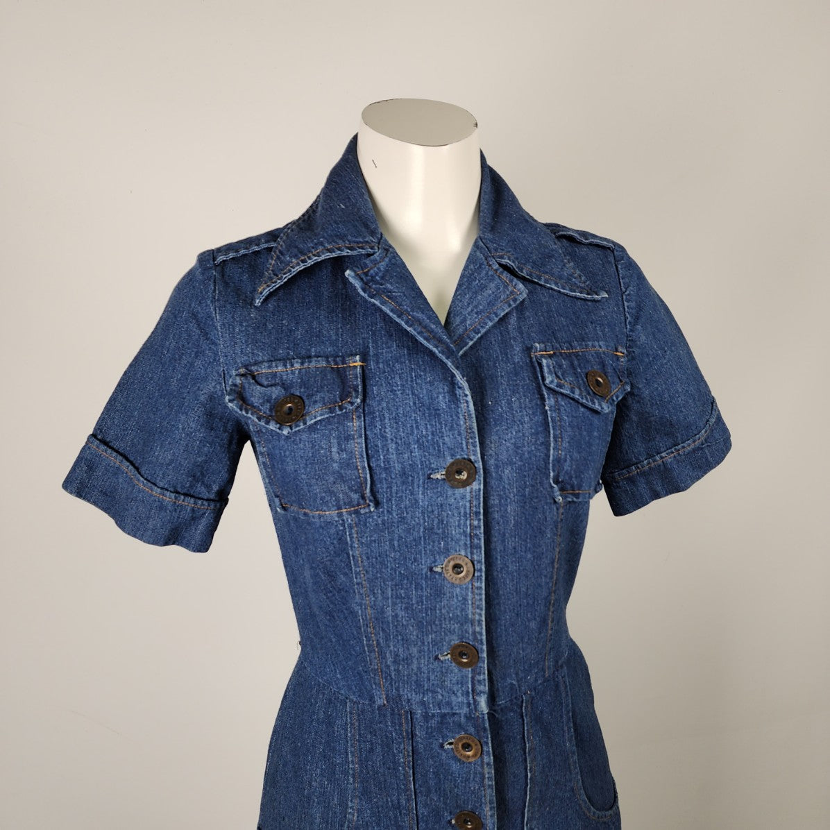 Vintage 70s Christopher Lee Denim Cropped Jumpsuit Size S