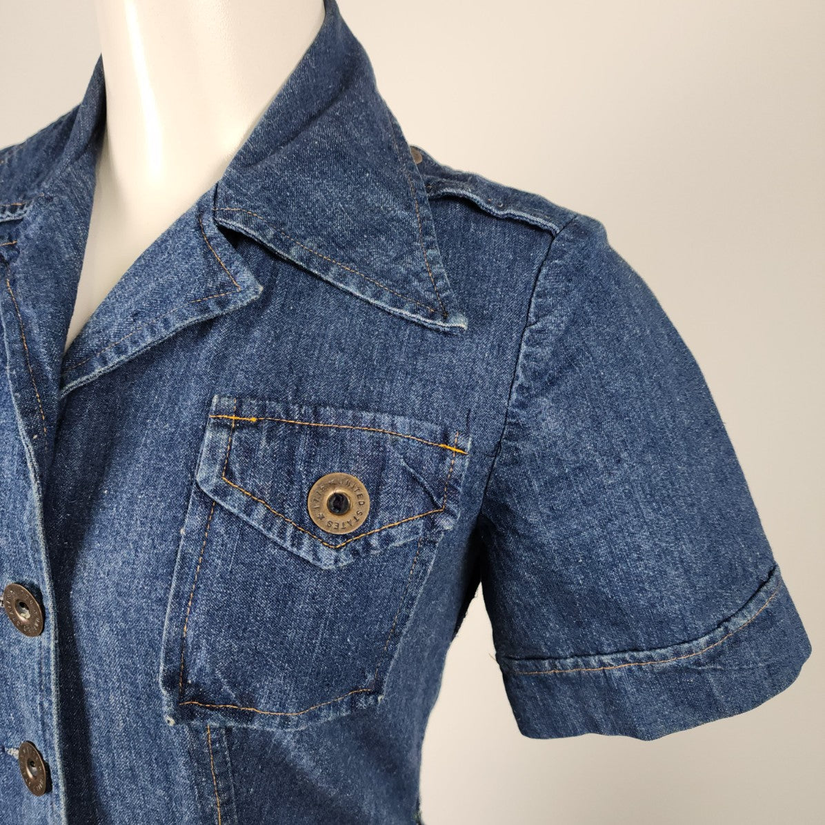 Vintage 70s Christopher Lee Denim Cropped Jumpsuit Size S