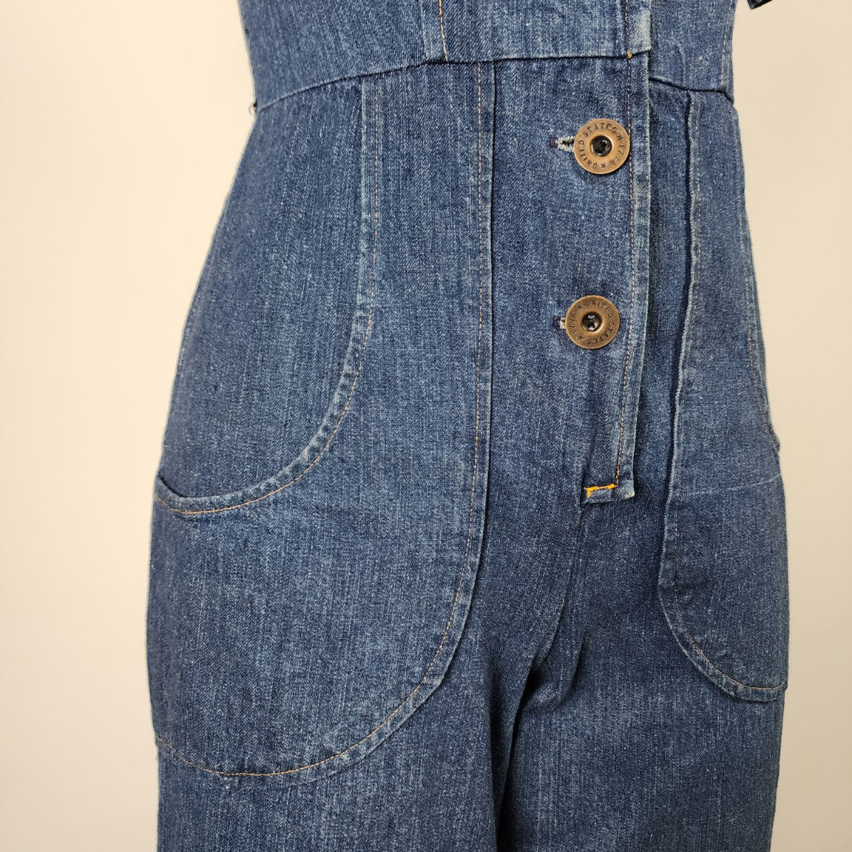 Vintage 70s Christopher Lee Denim Cropped Jumpsuit Size S