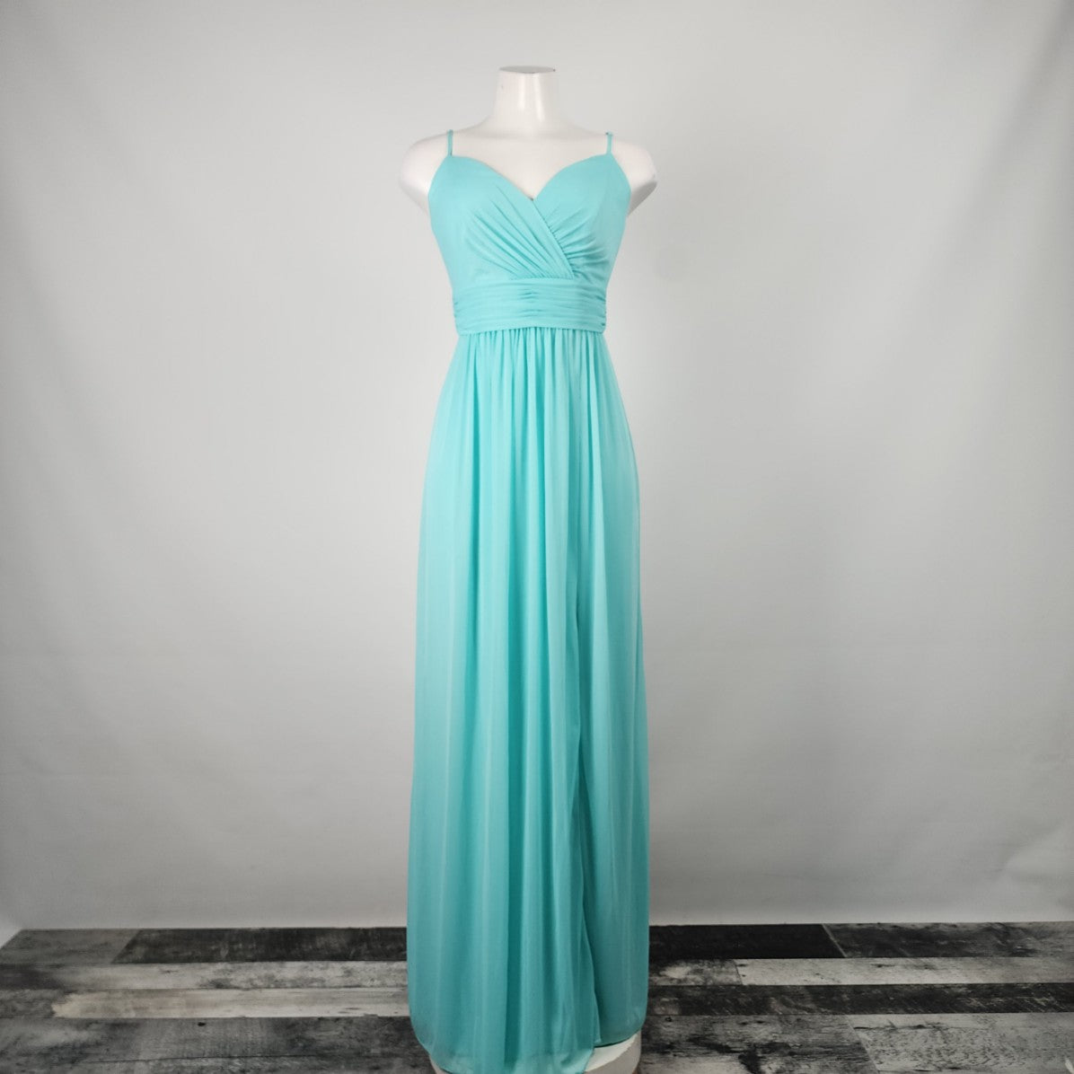 David's Bridal Blue Chiffon Bridesmaids Event Gown Size 6