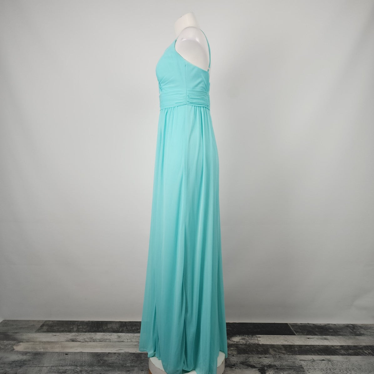 David's Bridal Blue Chiffon Bridesmaids Event Gown Size 6