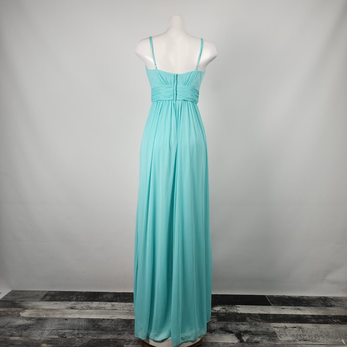 David's Bridal Blue Chiffon Bridesmaids Event Gown Size 6