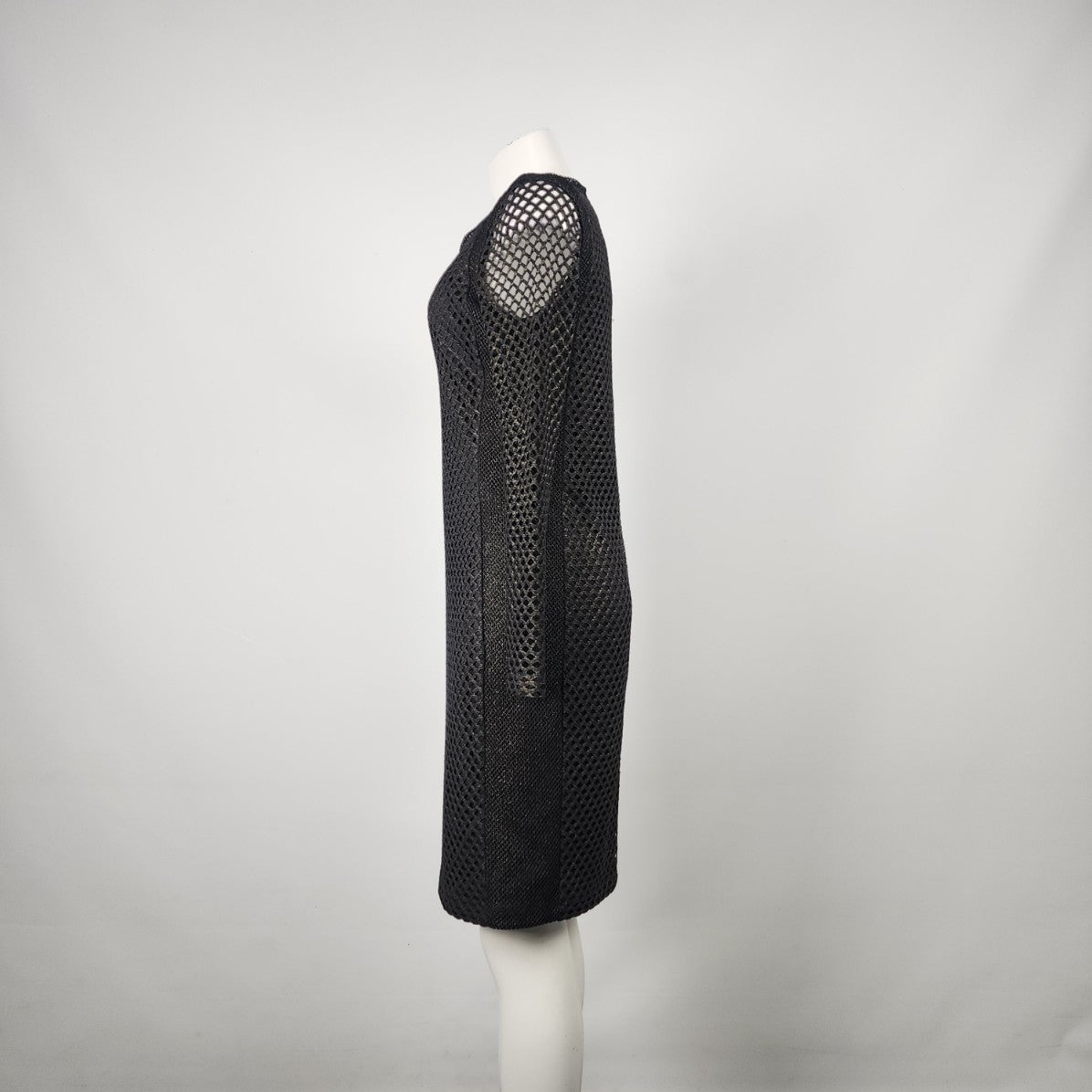 Frank Lyman Black Netted Long Sleeve Sheath Dress Size 10