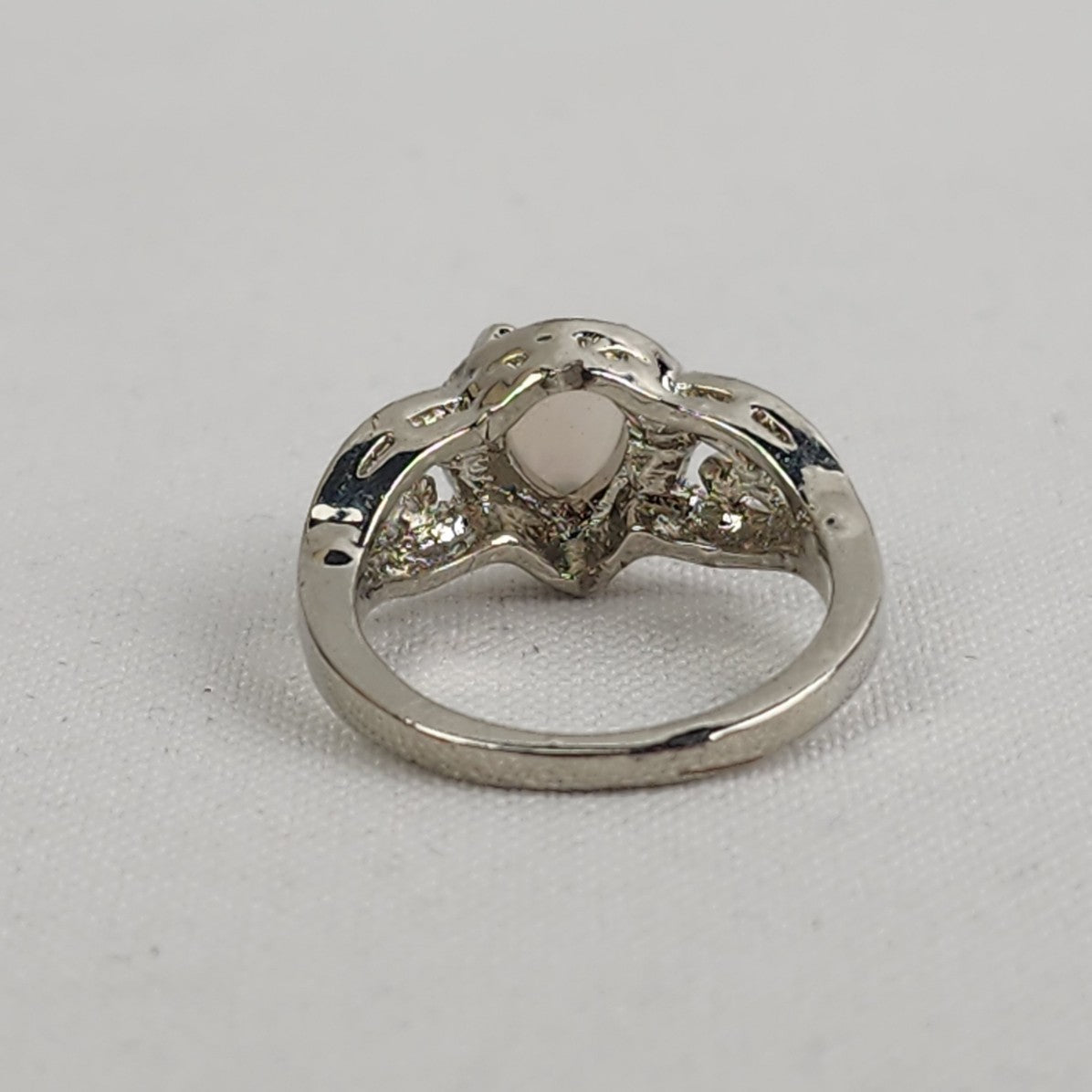 Silver Tone Faux Opal Stone Ring Size 8.5