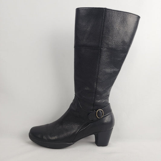 Wolky Black Leather Heeled Boots