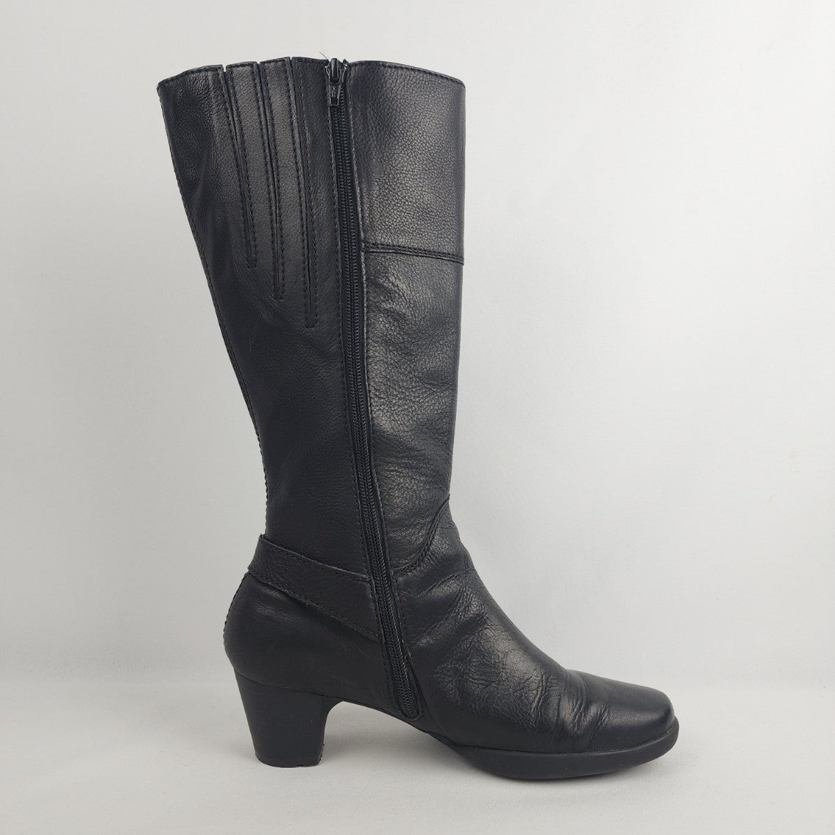 Wolky Black Leather Heeled Boots