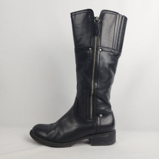 Melia Black Leather Mid Calf Boots Size 7