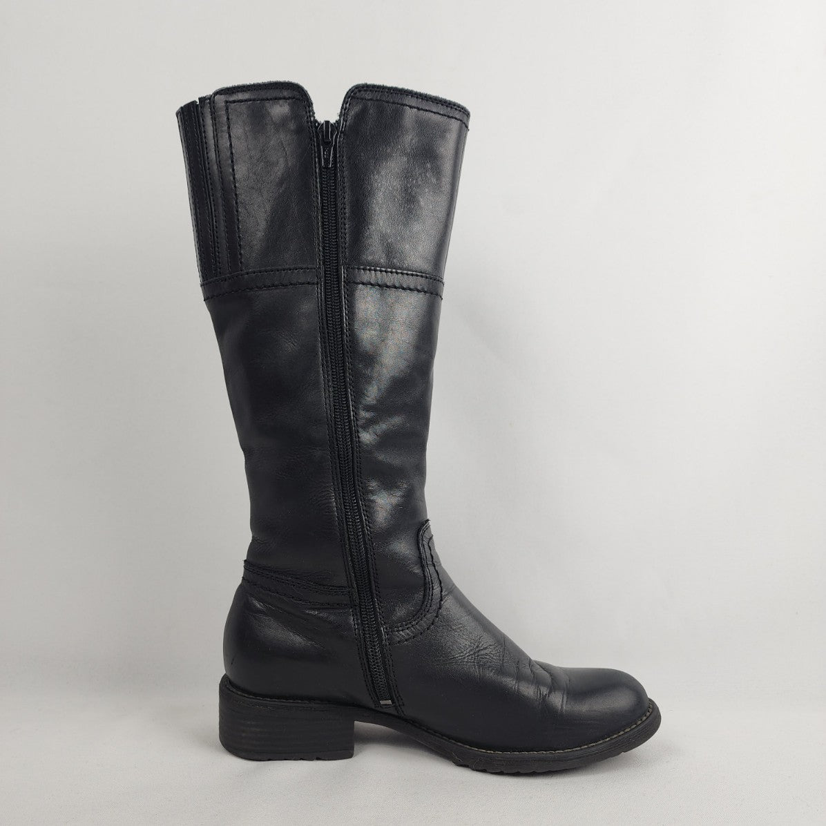 Melia Black Leather Mid Calf Boots Size 7