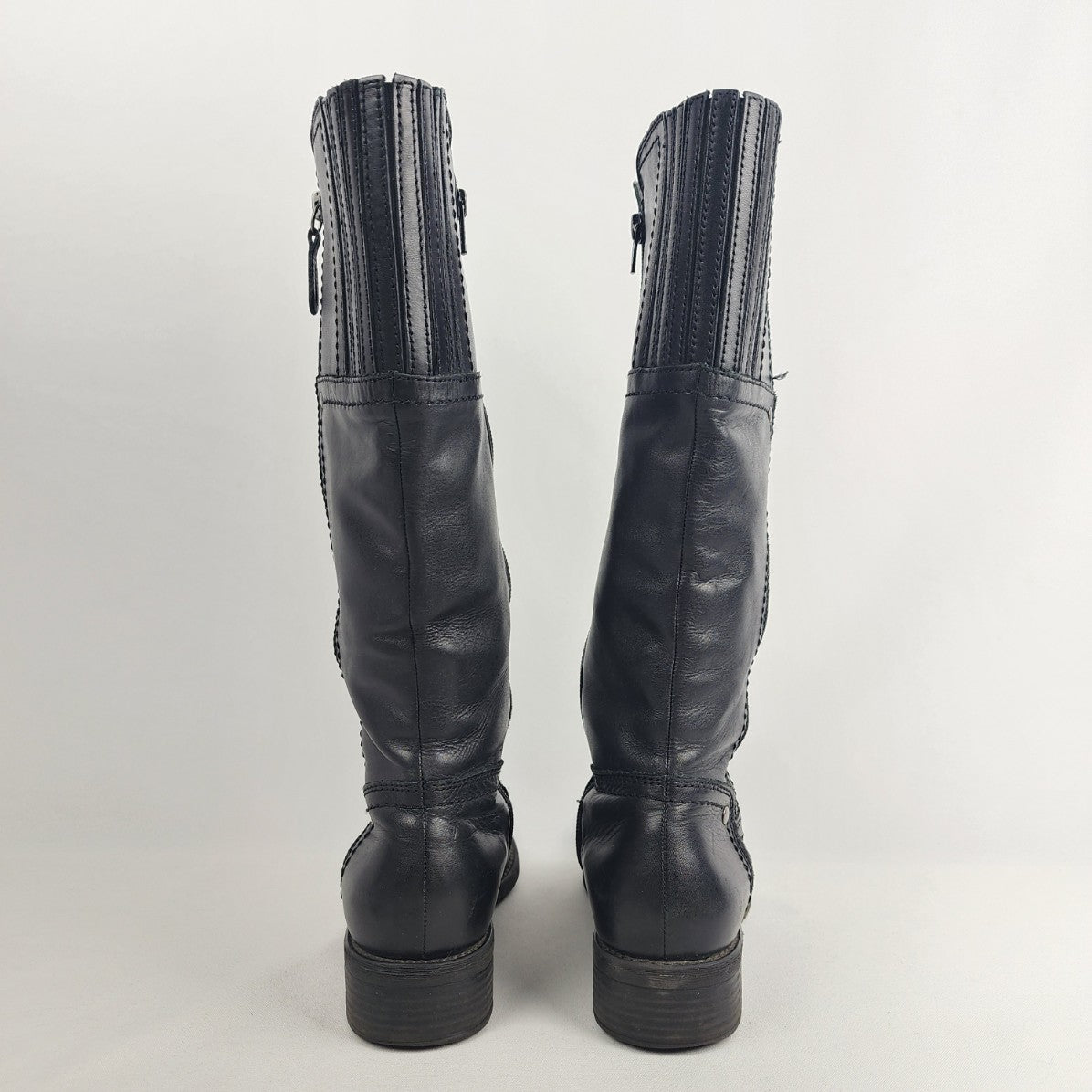 Melia Black Leather Mid Calf Boots Size 7