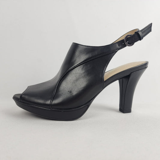 Naturalizer Danby Black Peep Toe Sling Back Heels Size 7.5