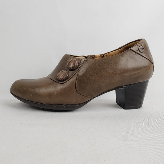 Un Structured by Clarks Brown Leather Low Booties Size 7.5