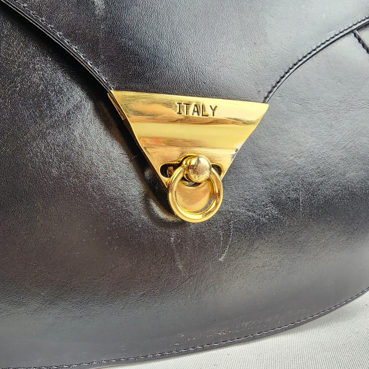 Vintage Italy Black Top Handle Satchel Purse