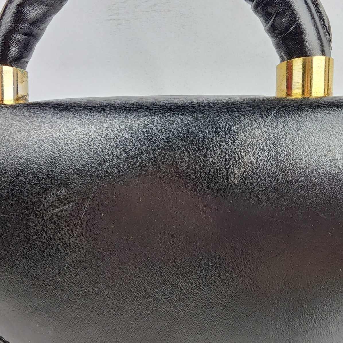 Vintage Italy Black Top Handle Satchel Purse