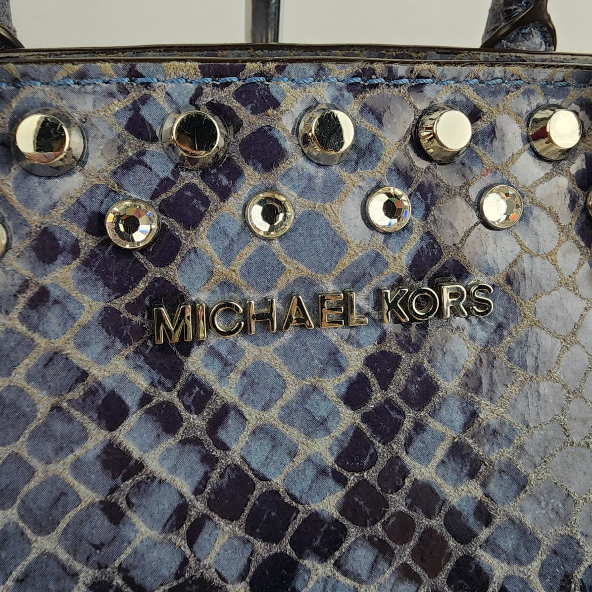 Michael Kors Large Selma Blue Python Satchel Purse