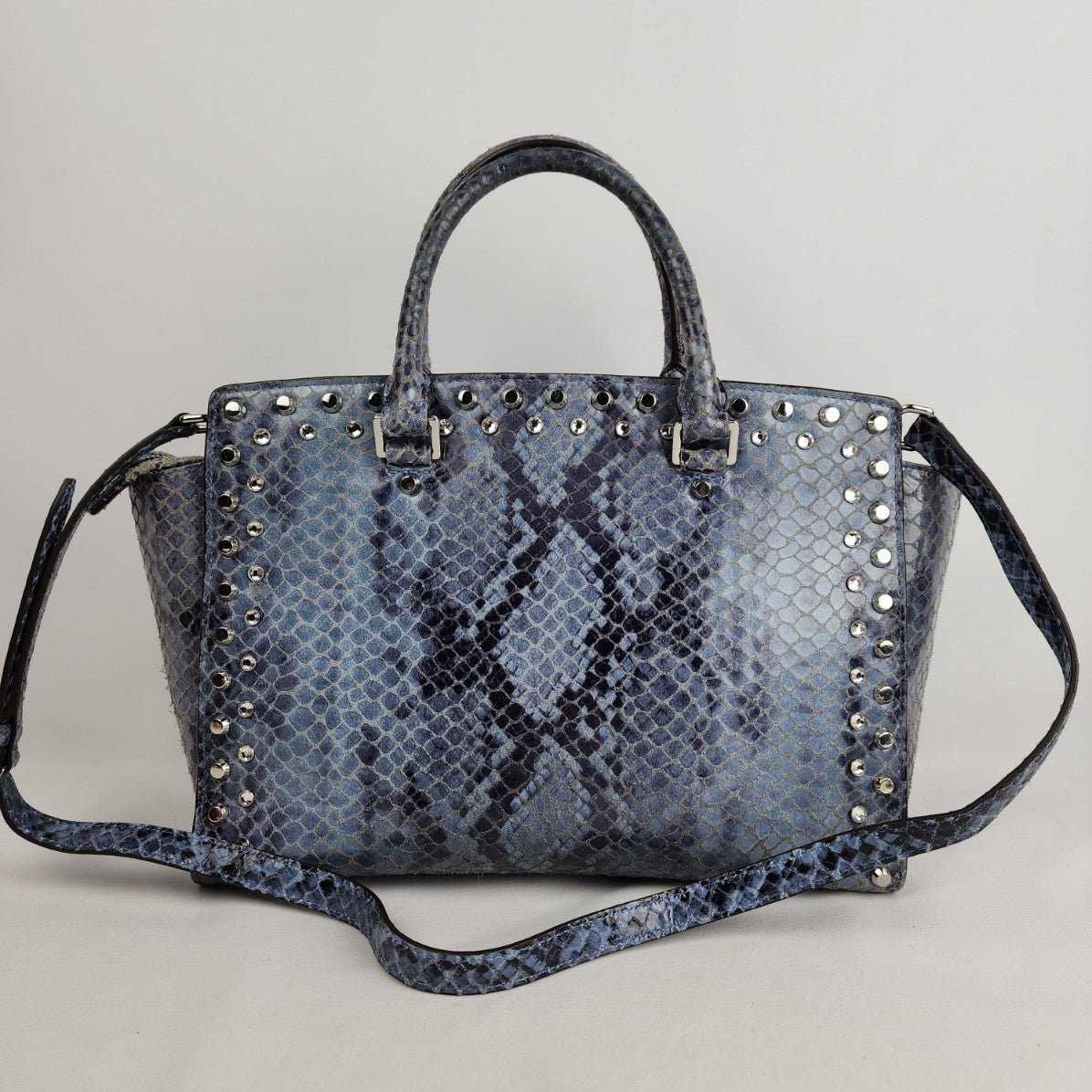 Michael Kors Large Selma Blue Python Satchel Purse