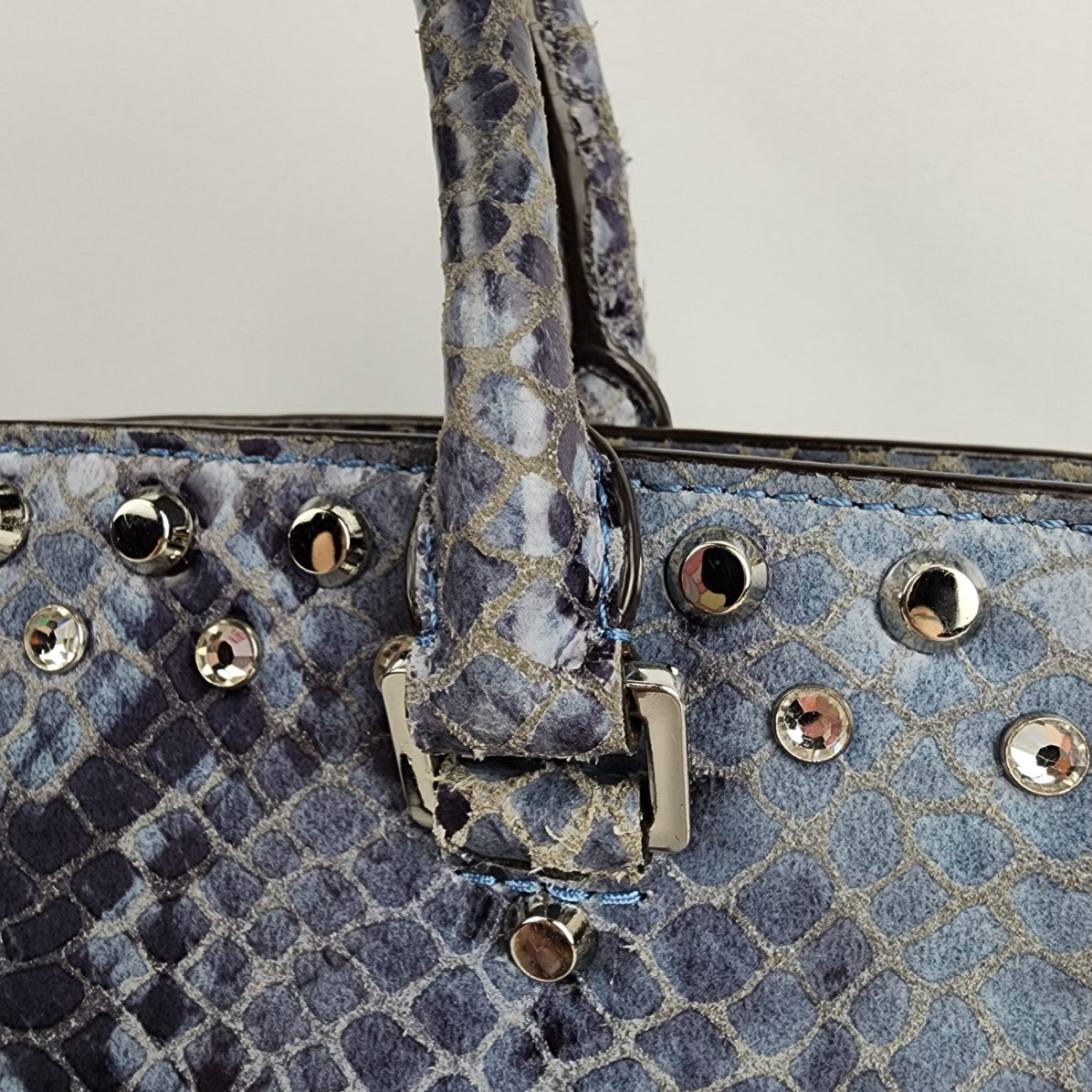 Michael Kors Large Selma Blue Python Satchel Purse