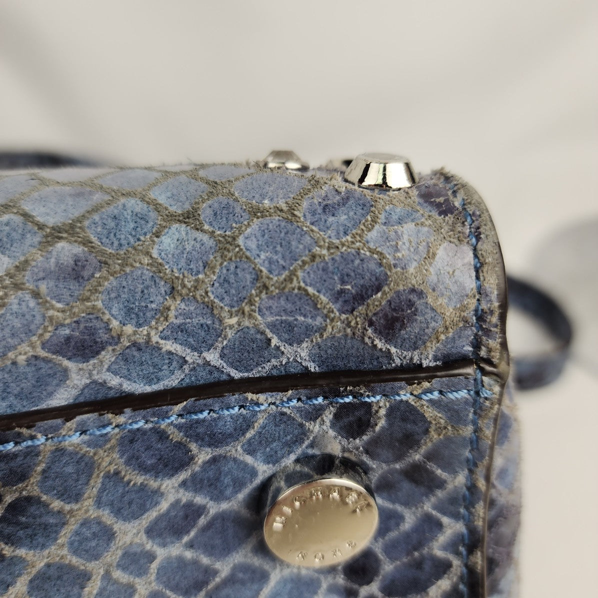 Michael Kors Large Selma Blue Python Satchel Purse