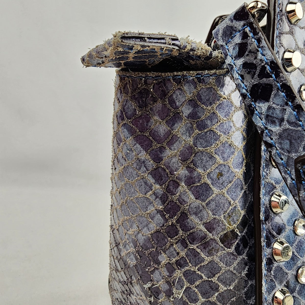 Michael Kors Large Selma Blue Python Satchel Purse