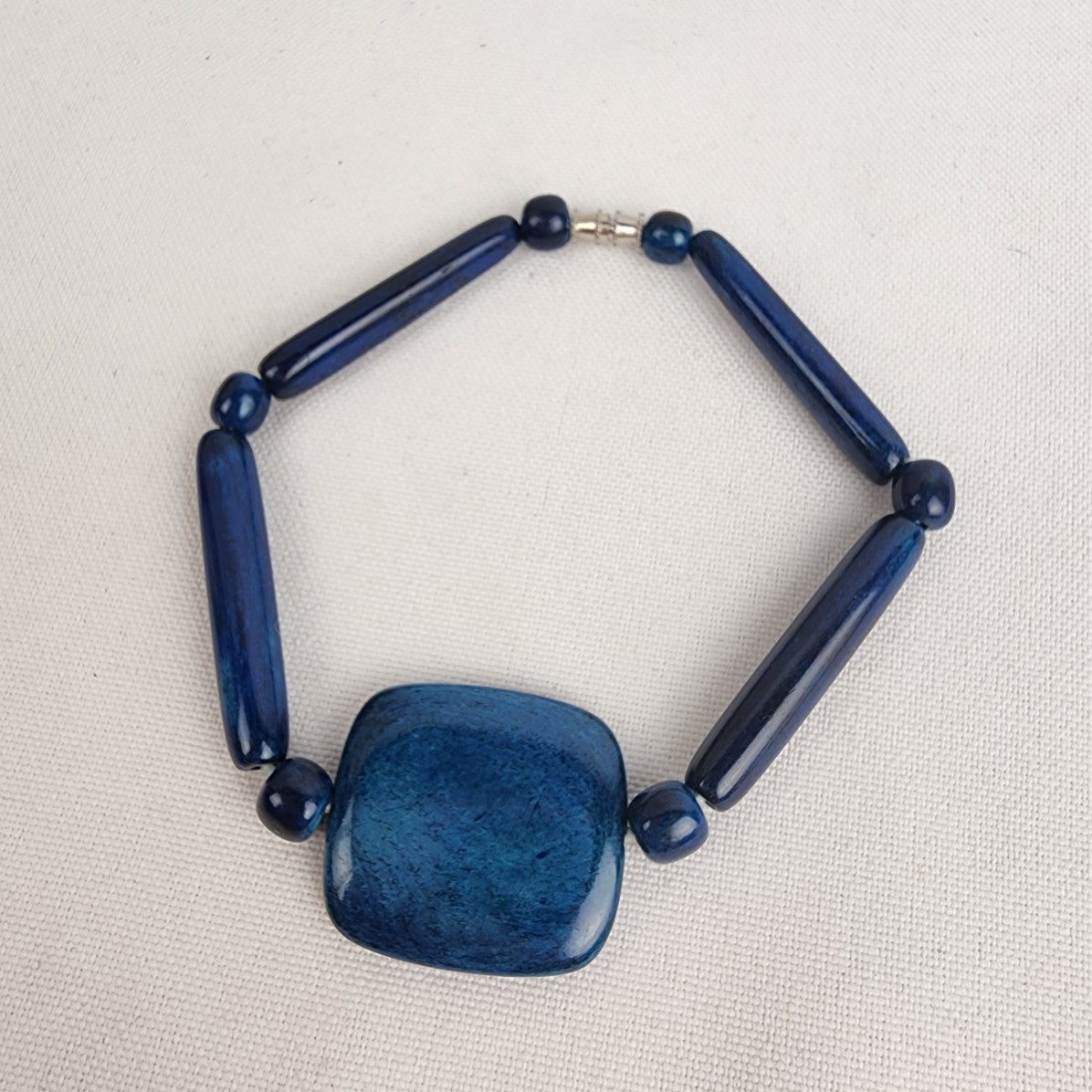 Vintage Blue Square Stone Beaded Bracelet