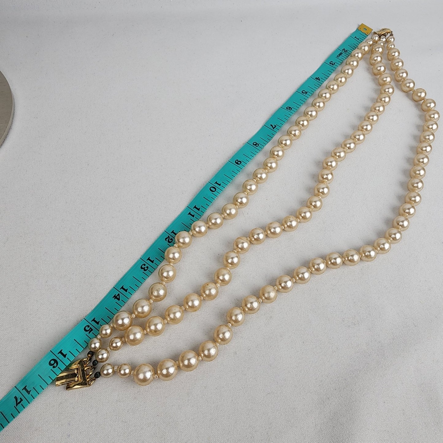 Vintage Glass Beaded Faux Pearl Layered Necklace