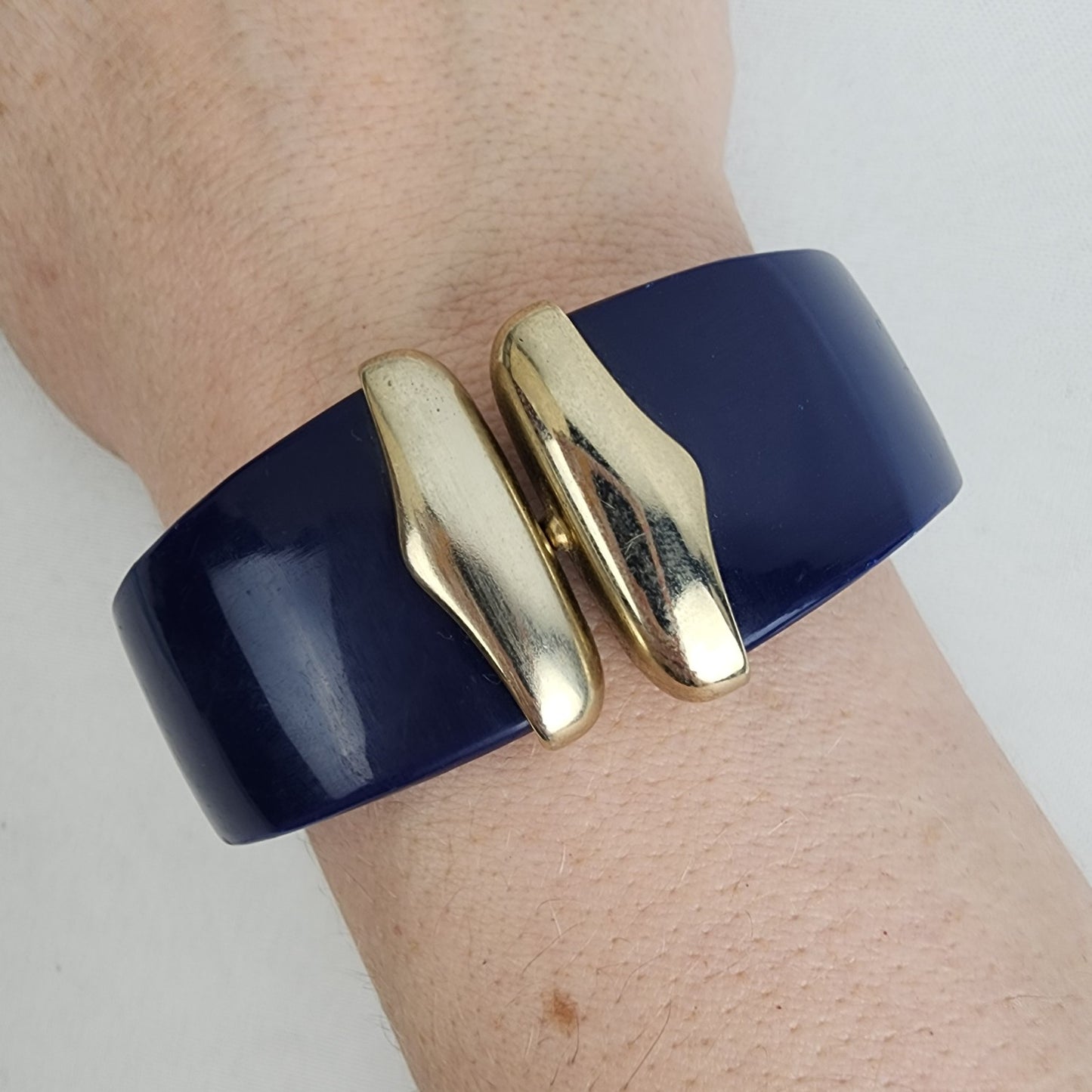 Vintage Navy Blue Hinge Bracelet