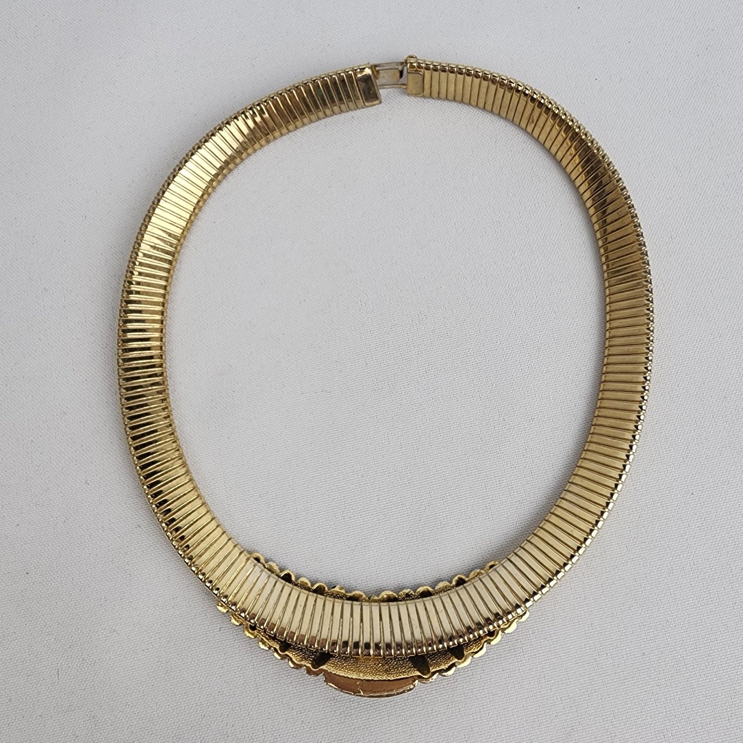 Vintage Black Enamel Gold Collar Necklace