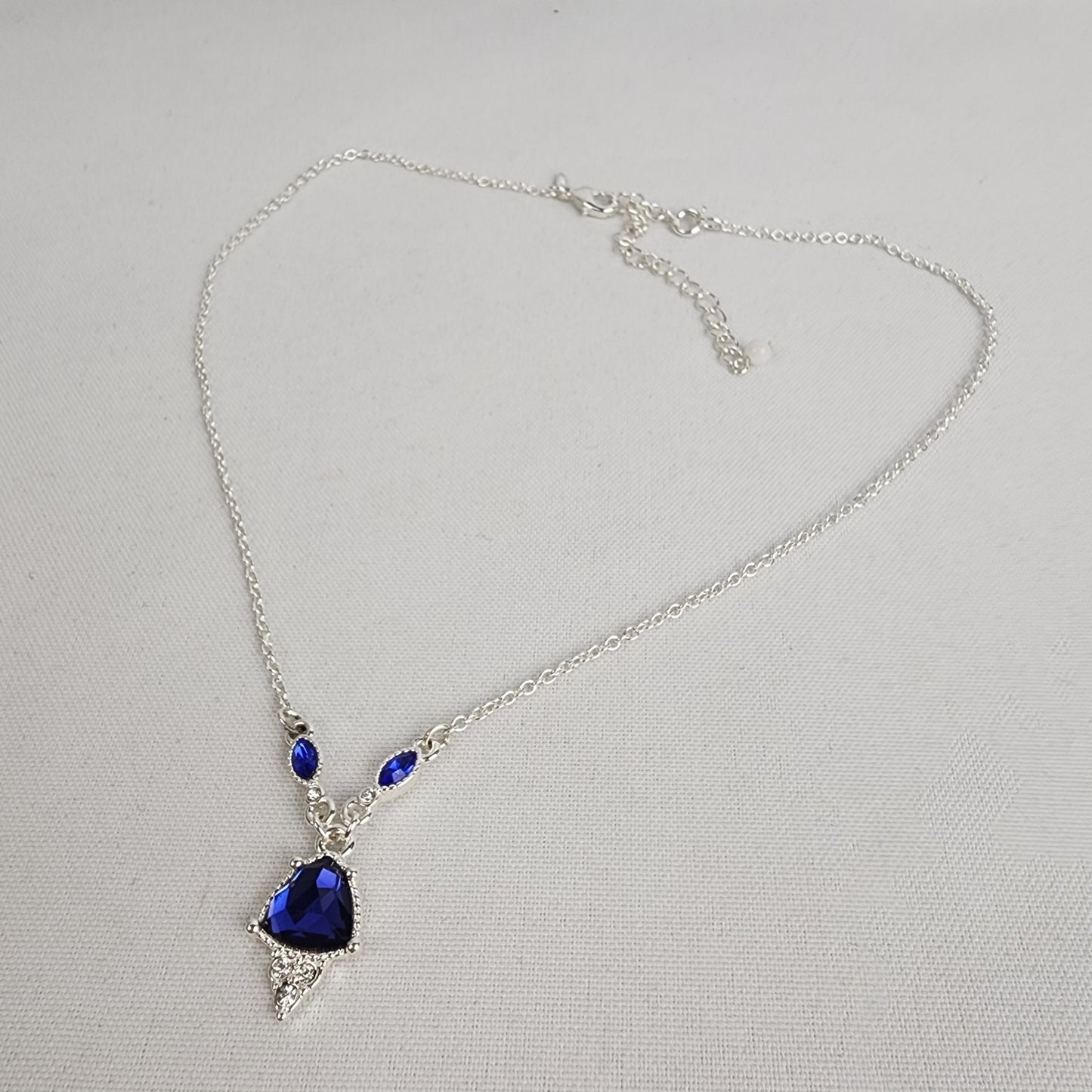 SHB Silver Tone Blue Stone Necklace