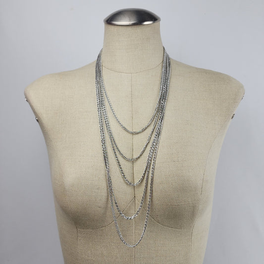 Vintage D'orlan Silver Layered Chain Necklace