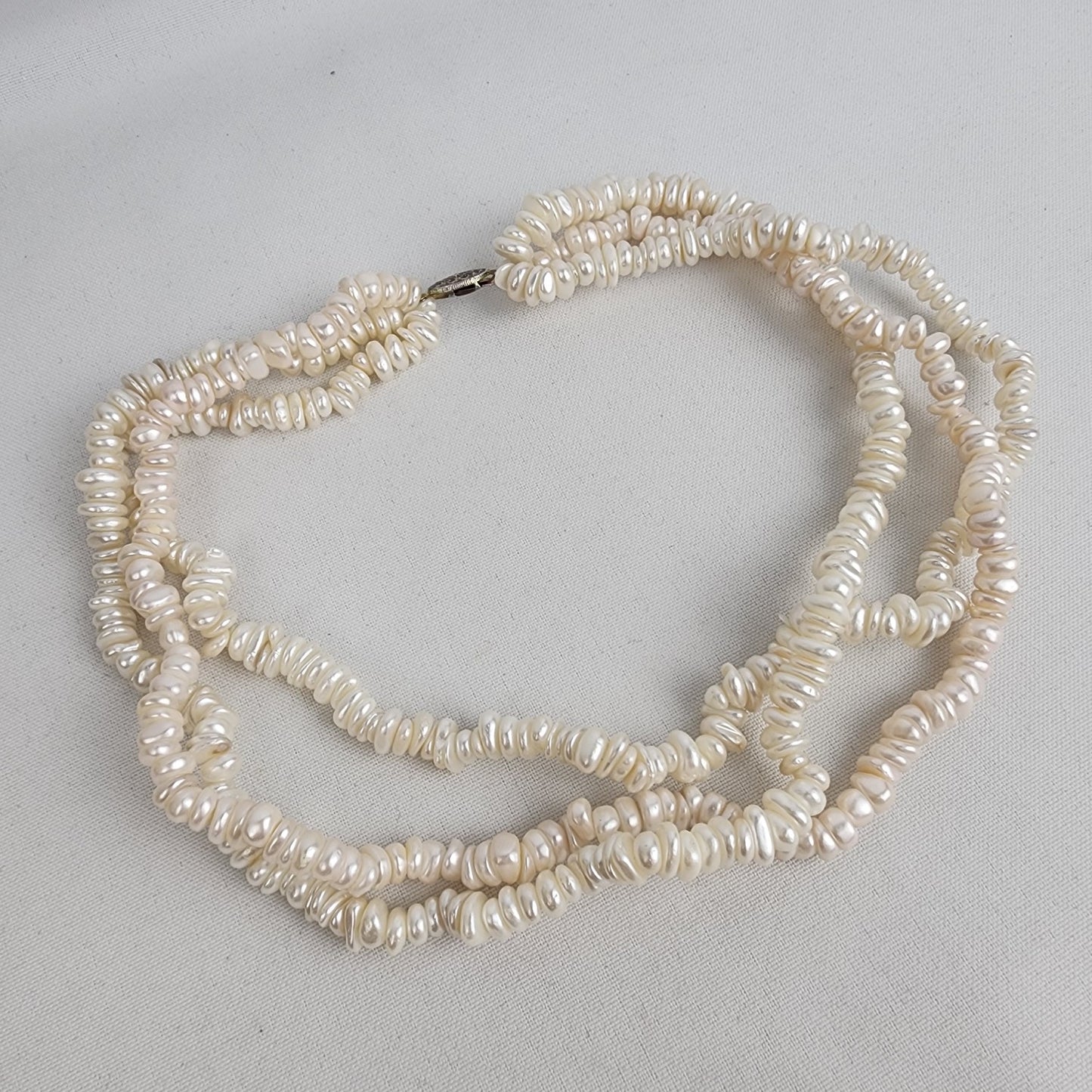 Vintage Natural Cultured Freshwater Pearl Layered Beaded Necklace