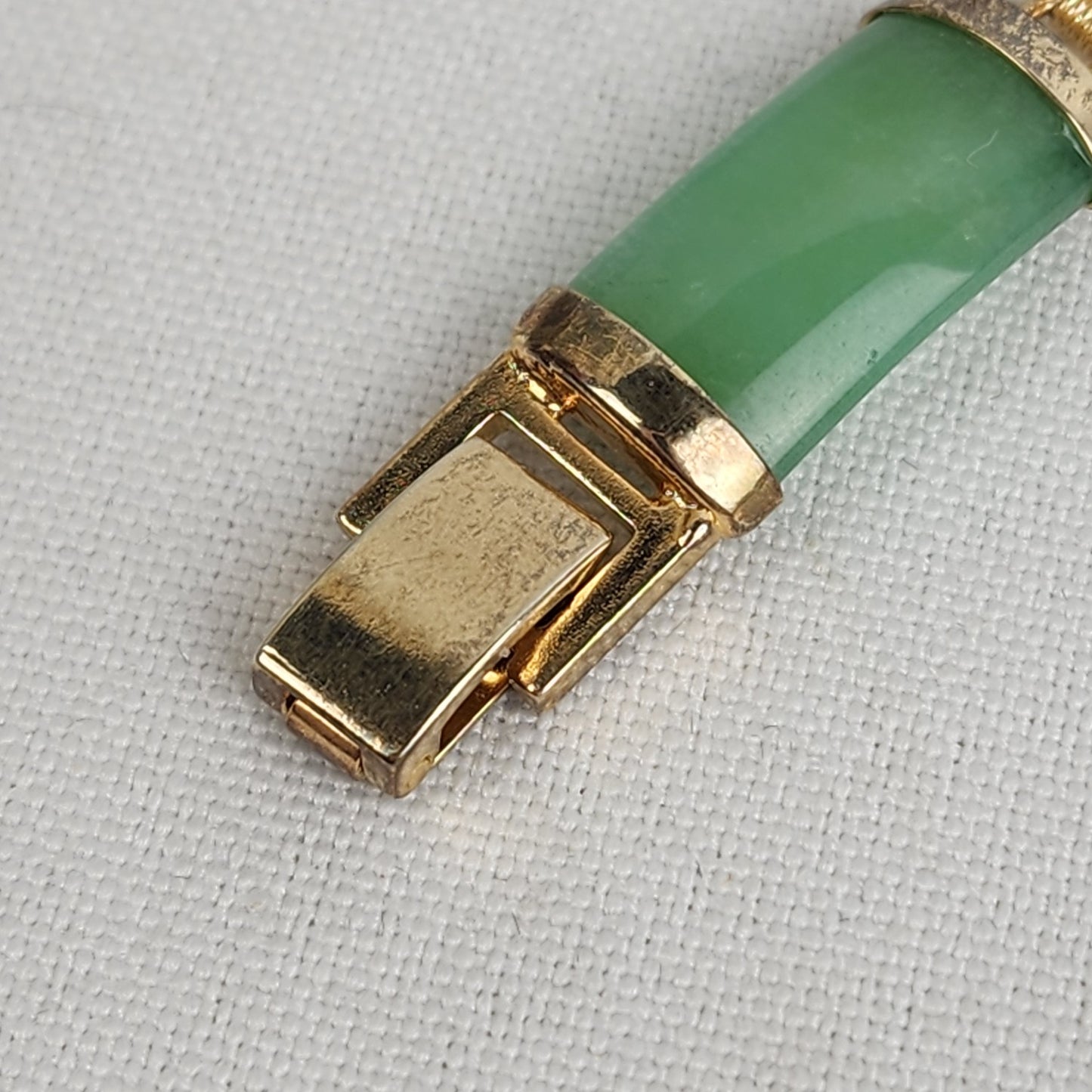 Vintage Oriental Gold Tone Jade Link Bracelet