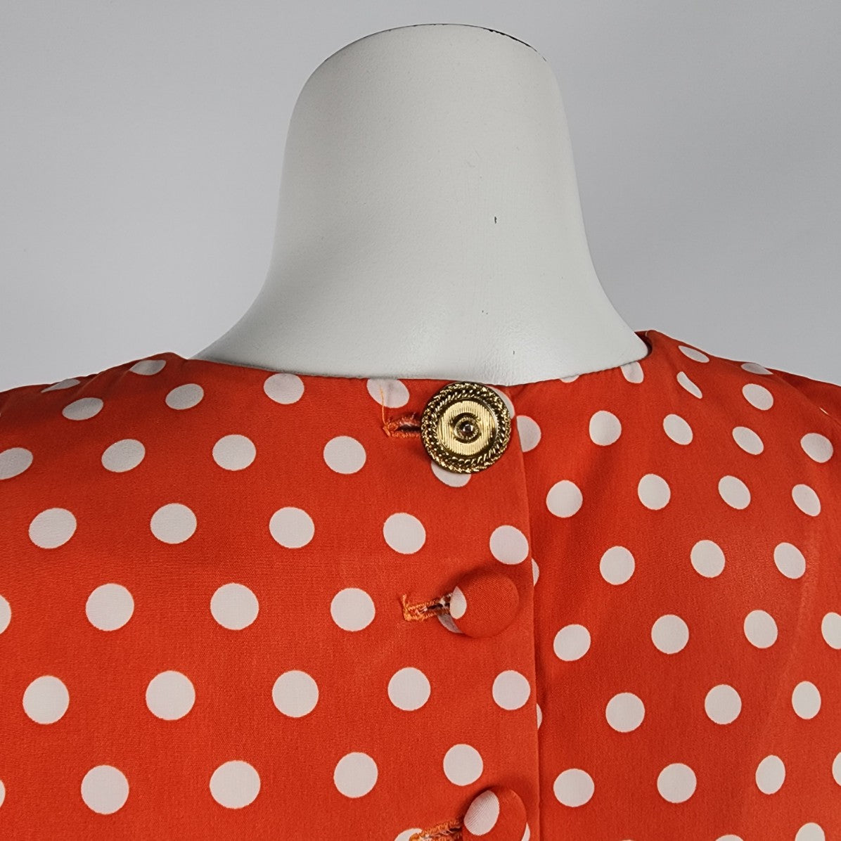 Vintage Paco Rabanne Paris Red Polka Dot Fit & Flare Midi Dress Size XS