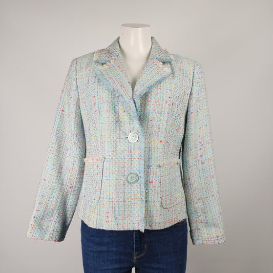 Arvida Blue Tweed Button Up Blazer Size 10 Petite