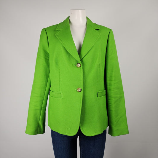 Talbots Lime Green Cotton Button Up Blazer Size 16