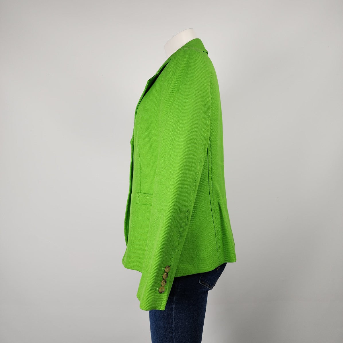 Talbots Lime Green Cotton Button Up Blazer Size 16