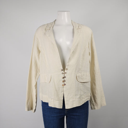 Click by Color Me Cotton Cream Linen Button Up Blazer Size L