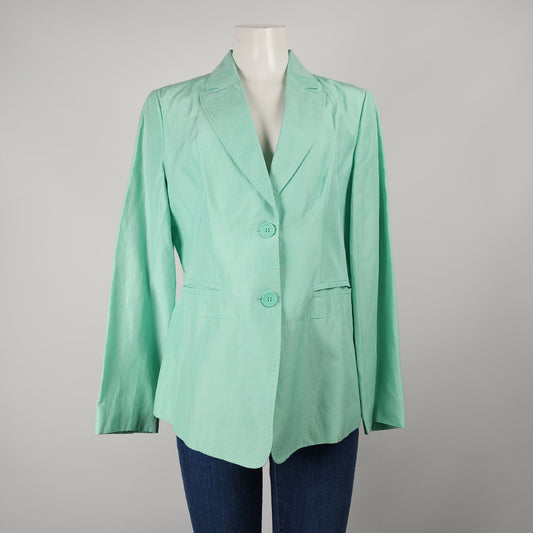 Saudra Augelazzi Mint Green Linen Blend Blazer Size 12