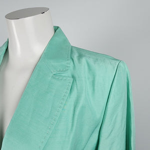 Saudra Augelazzi Mint Green Linen Blend Blazer Size 12