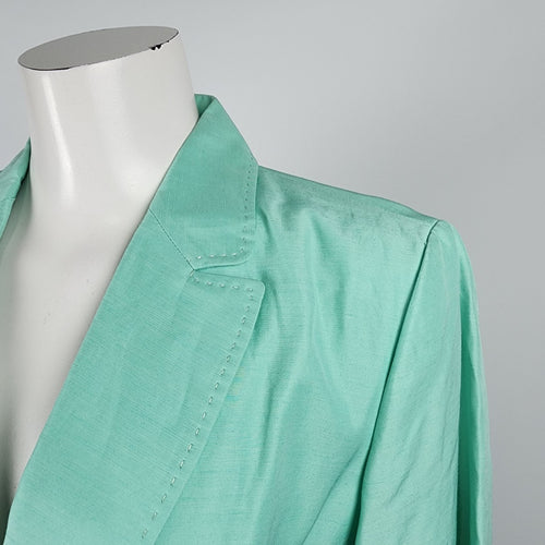 Saudra Augelazzi Mint Green Linen Blend Blazer Size 12