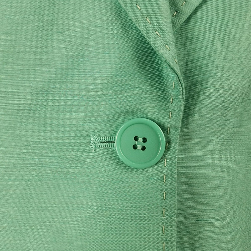 Saudra Augelazzi Mint Green Linen Blend Blazer Size 12